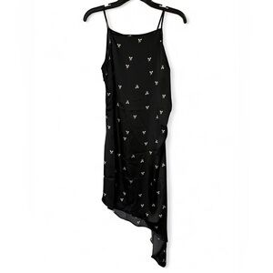 wild fable Black Asymmetrical Slip Skirt with White Floral Dots